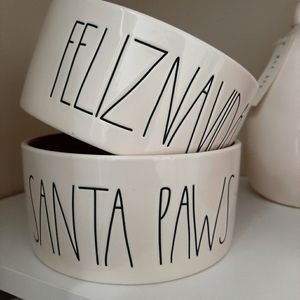 Rae Dunn FELIZ NAVIDAD + SANTA PAWS (both bowls)